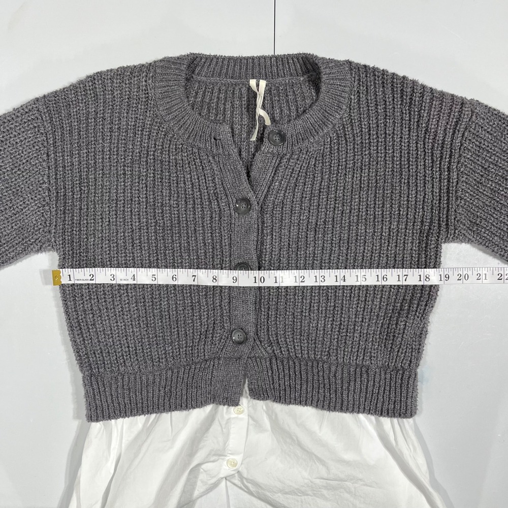 Anthropologie Mixed Media Layered Cardigan Sweater Women Small 2-in-1 Minimalist - Picture 7 of 12